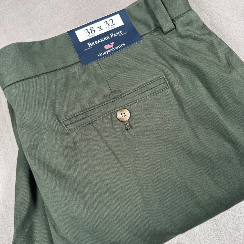 Vineyard Vines Breaker Pant Mens 38x32 Green Stretch Cotton Chino New